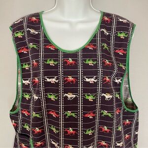Vintage Handmade Apron Horse Racing‎ Jockeys Kentucky Derby Mamasan Tie-Back